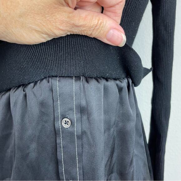 All Saints Black Ribbed Double Layer Sweater Top Medium - Picture 4 of 9